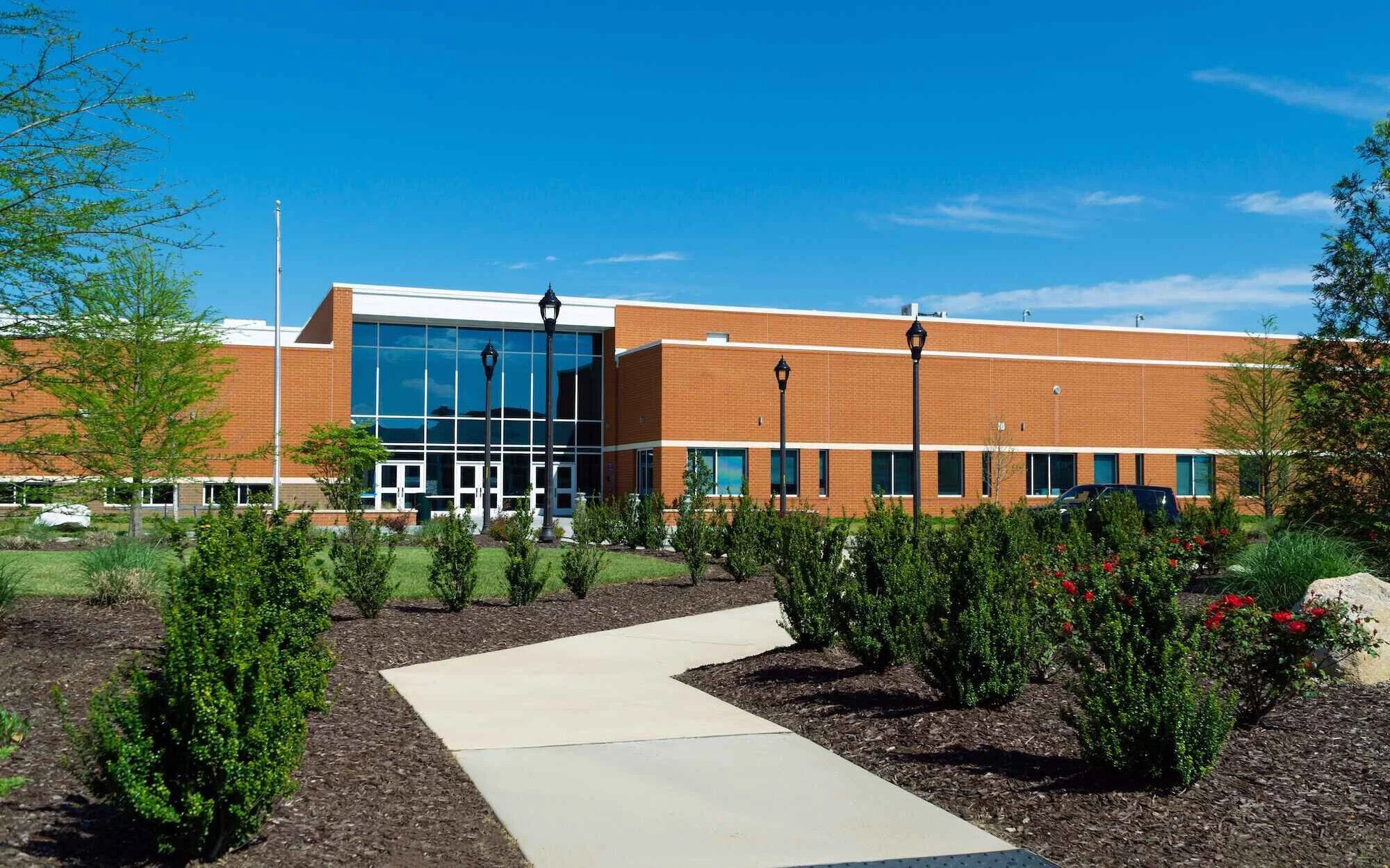 Corporate campus grounds maintained by New Dawn Landscaping