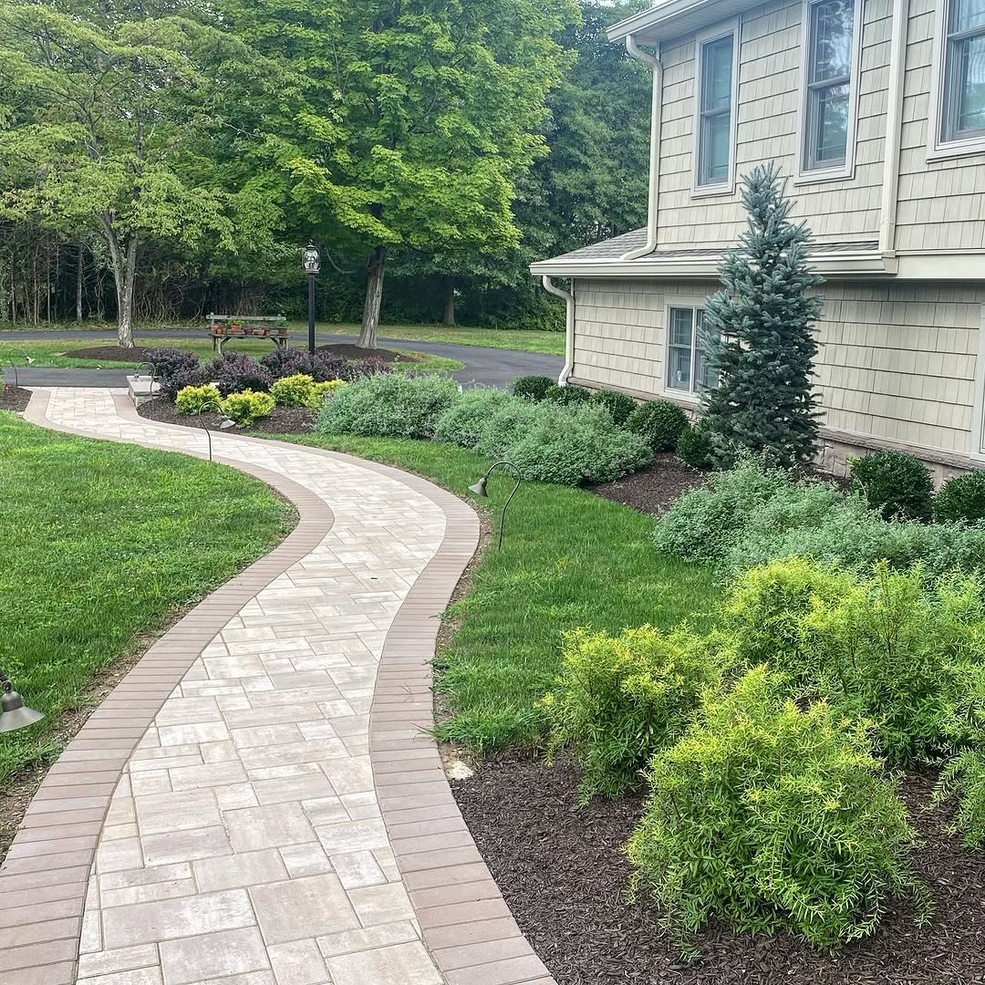 Landscaping and hardscape project in Mercer County, NJ by New Dawn Landscaping.